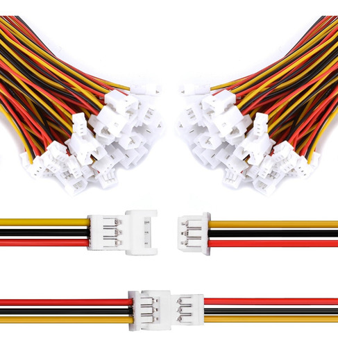 5 X Conector Jst Micro 3 Pines Par Macho Y Hembra Cable 20cm Color Negro
