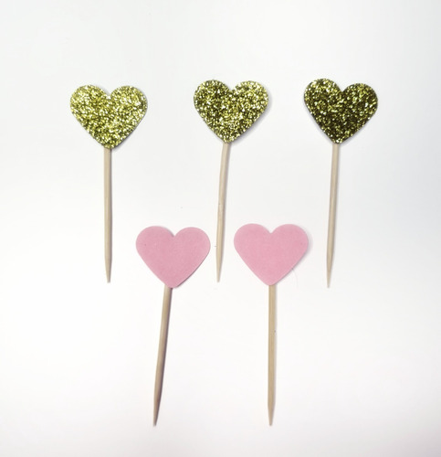Imagen 2 de 2 de Topper Decoración - Casamiento - Corazones X 10 Unidades