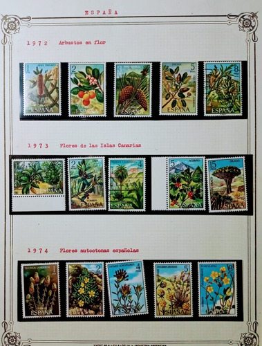 Serie De 15 Estampillas España Flores 1972-73-74