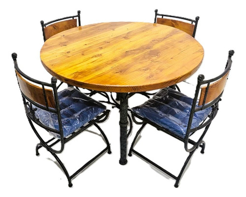 Juego De Comedor Rustico Redondo 4 Sillas Etrusco