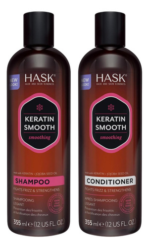 Shampoo Suavizante De Queratina Hask + Conjunto De Condicion