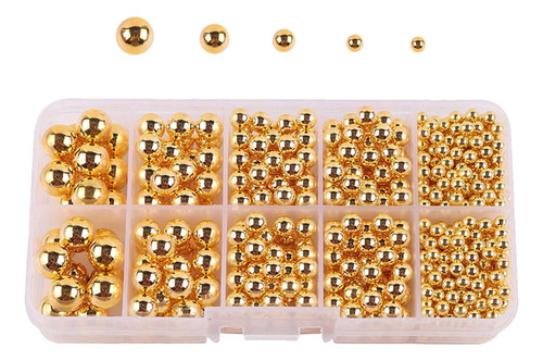 5 Cuentas Sin Agujeros, Cuentas Redondas Sueltas Para Dorado