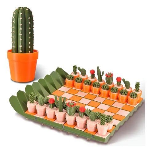 Juego De Ajedrez De Cactus En 3D – Tablero Enrollable Portátil Con 32 Piezas Magnéticas, Ideal Para Amantes De Plantas
