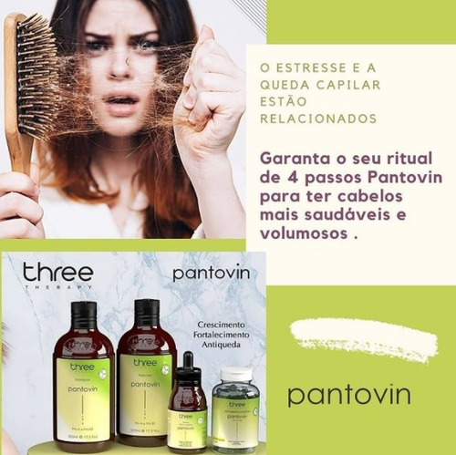Shampoo Pantovin 500ml Pró A E Pró B5 Three Therapy 2 Unid