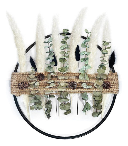 ~? Boho-wall-decor-pampas-grass-wreaths Dryed-eucalyptus-pom