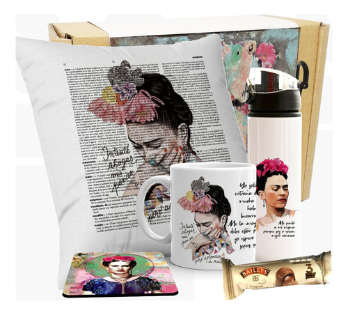 Mug Frida Kahlo / Caja Regalo Personalizado Frida Artesanal