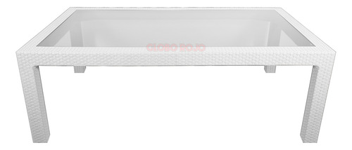 Mesa Ratona Rectangular Símil Ratan Vidrio Templado 150x90cm