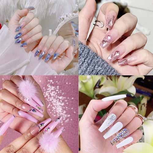 Madeshow Nail Art Rhinestone Kit, Crystal Flat Back Azul Rhinestones Múltiples Formas De Cristal De Uñas Gemas Ronda Diamante Rhinestones Para Las Uñas, Artesanía, Joyería