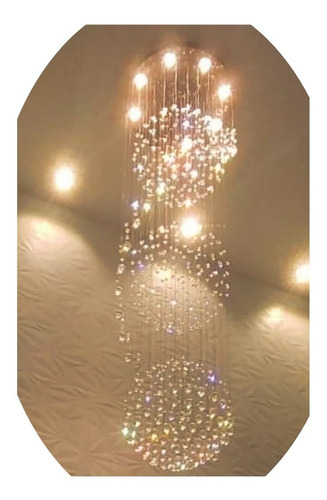 Lustre De Cristal 3 Globos  Base 50 Cm A Partir 1,8 Até 2,2 