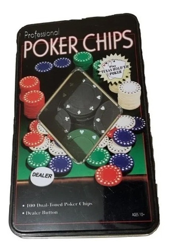 Juego Set De Poker 100 Fichas En Caja Metal Entretenimiento