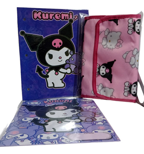 Carpeta Kuromi 2 Tapas N3 Cartón +separadores+ Cartu Despleg