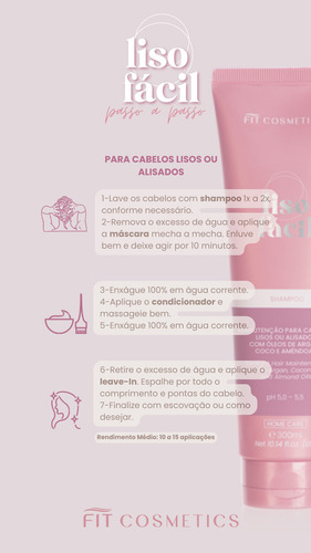 Liso Fácil Máscara Capilar Controle De Frizz 250mL Fit Cosmetics