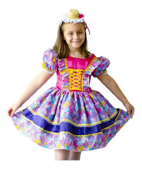 vestido festa junina infantil luxo