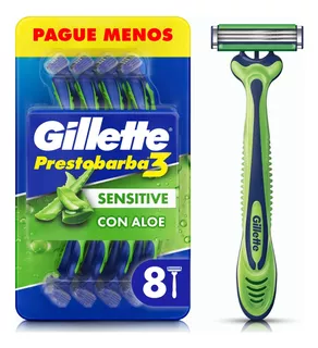 Rastrillos Desechables Gillette Prestobarba3 Sensitive X8