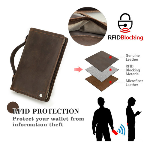 Bolso De Mano Cuero Para Celular Porta Pasaporte Familiar