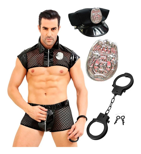 Disfraz Sexy De Policía Masculino Fantasía Erótica Sensual