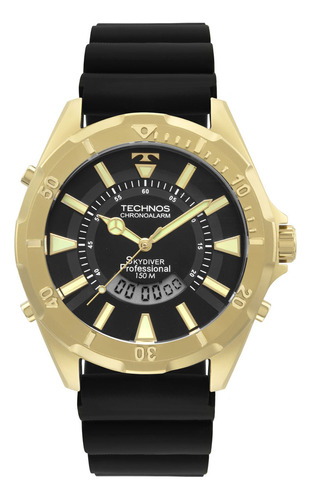 Relógio Technos Masculino Skydiver Dourado Preto Wt2050ad 2p