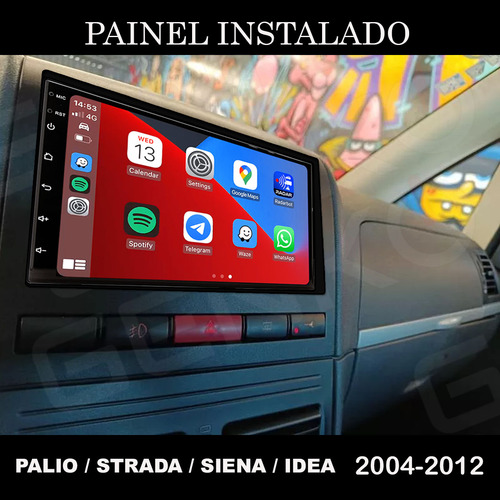 Central Multimidia Palio G4 Carplay Android Gps Avisa Radar Cor Prata Palio G4 2008 2009 2010 2011