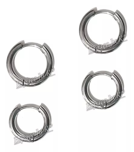 Brinco Argola Masculino Feminino Aço Inox Kit Furo 1 2 Pares