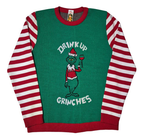 Sueter De Navidad Año Nuevo Ugly Grinch Rayas Tejido Unisex