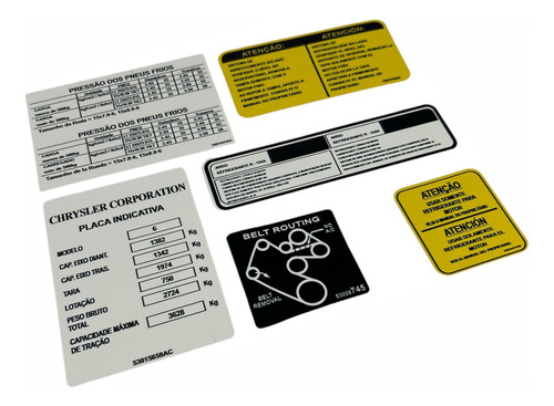 Kit Completo Adesivos Etiqueta De Precaução Dodge Dakota V8