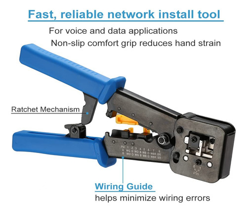 Crimpeadora Rj45 +50 Conector Cat6 Prensa Anticorte