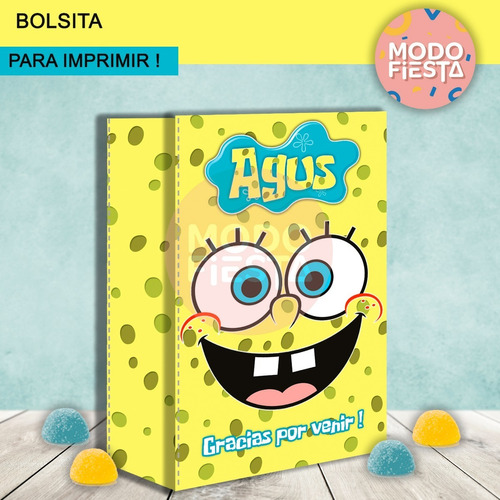 Bolsita Golosinas Cumpleaños Imprimibles Bob Esponja