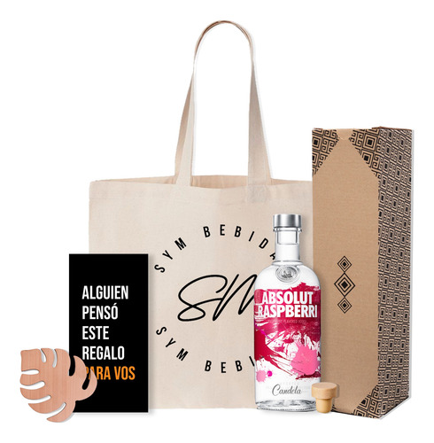 Combo Kit Absolut Vodka Raspberri 750ml Grabado