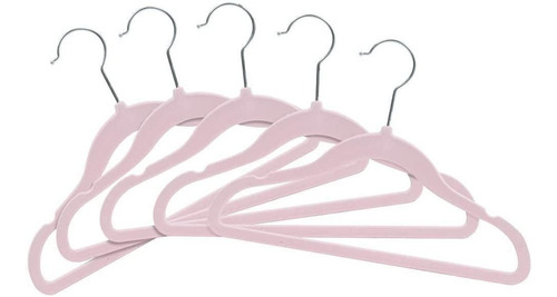 Imagem 7 de 8 de Kit Com 5 Cabides Infantil De Veludo Rosa Buba