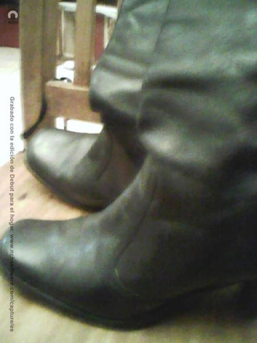 Botas Negras Taco Alto Cuero N°37