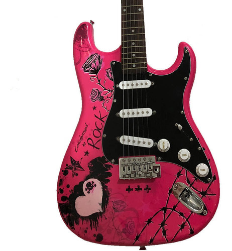 Guitarra Ewa Condor Rx20 Pink Stratocaster con funda