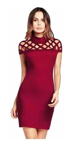 En Stock Abfa Shop Vestido Corto Cuello Halter Rojo Vino