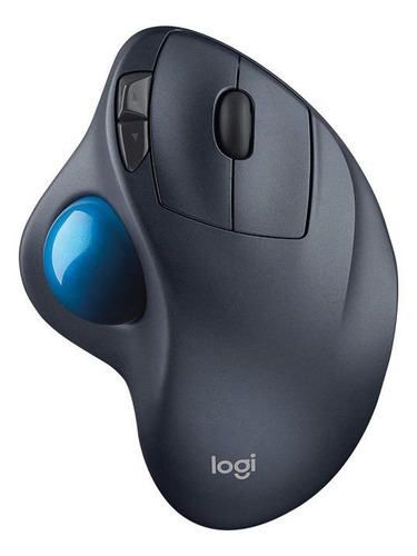 Mouse trackball inalámbrico Logitech Trackball M570 azul y plateado