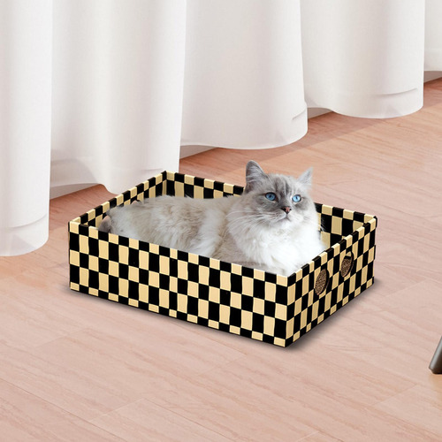 Caja Rascadora De Cartón Para Gatos, Salón De Amarillo