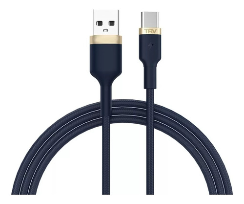 Cable Usb Type C Trv Carga Rápida 3a 1m Azul Mallado