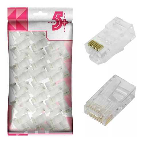 Conector Rj45 Cat6 Macho De Passagem 20 Unidades