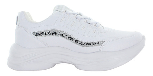 Clasben Tenis Escolar Agujeta Simipiel Blanco Mujer 82300