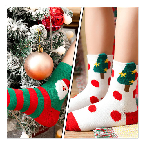 5 Pares De Bonitos Calcetines Navideños Infantiles Divertido