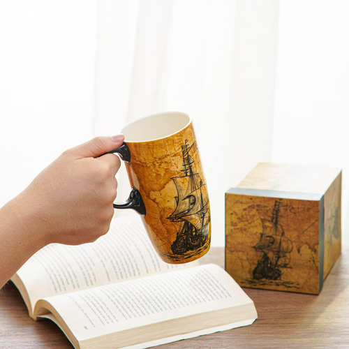 Taza De Viaje De Cerámica De Topador Con Tapa Y Mango - Taza
