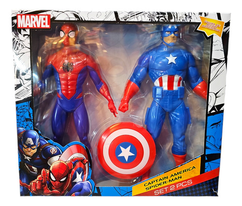 Figura De Accion Spiderman Y Capitan America 23cm - Dgl