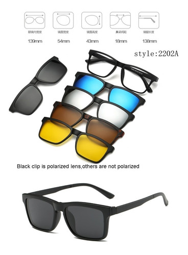 Óculos De Sol Kit 5 Em 1 Oculos Com Frentes Variadas Clip On
