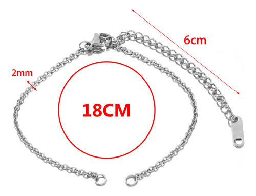 Collar Pulsera Extensor Cadena Acero Inoxidable Cadena Cuba