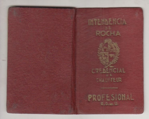 1948 Carnet Chofer Profesional Intendencia Rocha Con Timbres