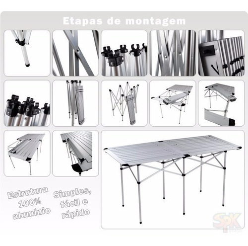 Mesa Camping Dobravel Aluminio Praia Andorra Retangular Mor