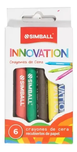 Caja De 6 Un Crayones Simball Crayon De Cera No Toxico Color