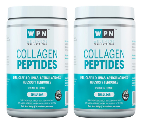 Wpn Wellness X2 Collagen Peptides Colageno Sin Sabor 300g 3c