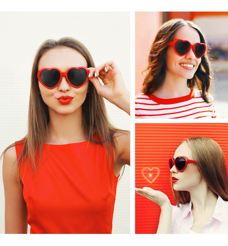 Imagen 3 de 8 de Gafas De Difracción Fenical Rojo Forma De Corazón Festival L