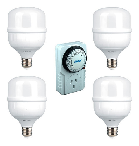 Luz Lampara Led Indoor Cultivo Alta Potencia 45w X4 Y Timer