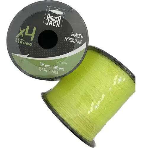 Bobina de Multifilamento Amberjack 4x 0.16 Mm Resistencia 9.1 kg Amarillo 500 Mts