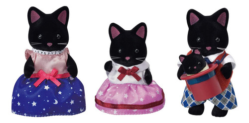 Figuras De Casa De Muñecas Calico Critters Midnight Cat Fami